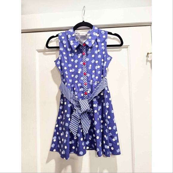 American Girl Purr-fect Dots Dress Sz 10 Cat Fourth of July 4th Red White Blue - Picture 2 of 9
